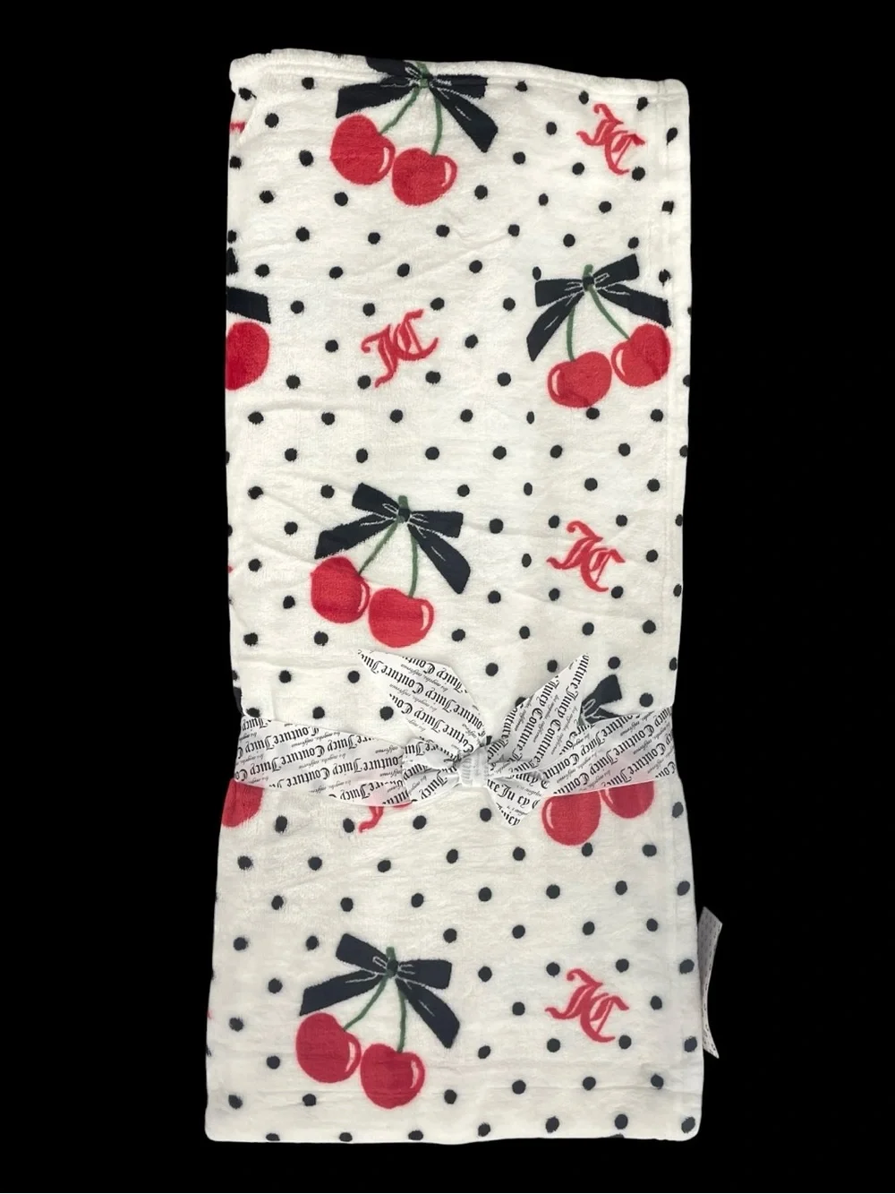 Juicy Couture Halloween Plush Throw Cherries Dots White Red Cherries 50x60 NEW